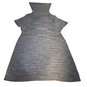 Space Dye Chunky Turtleneck Funnelneck Short Sleeve Sweater Dress Wmns Size 1X
